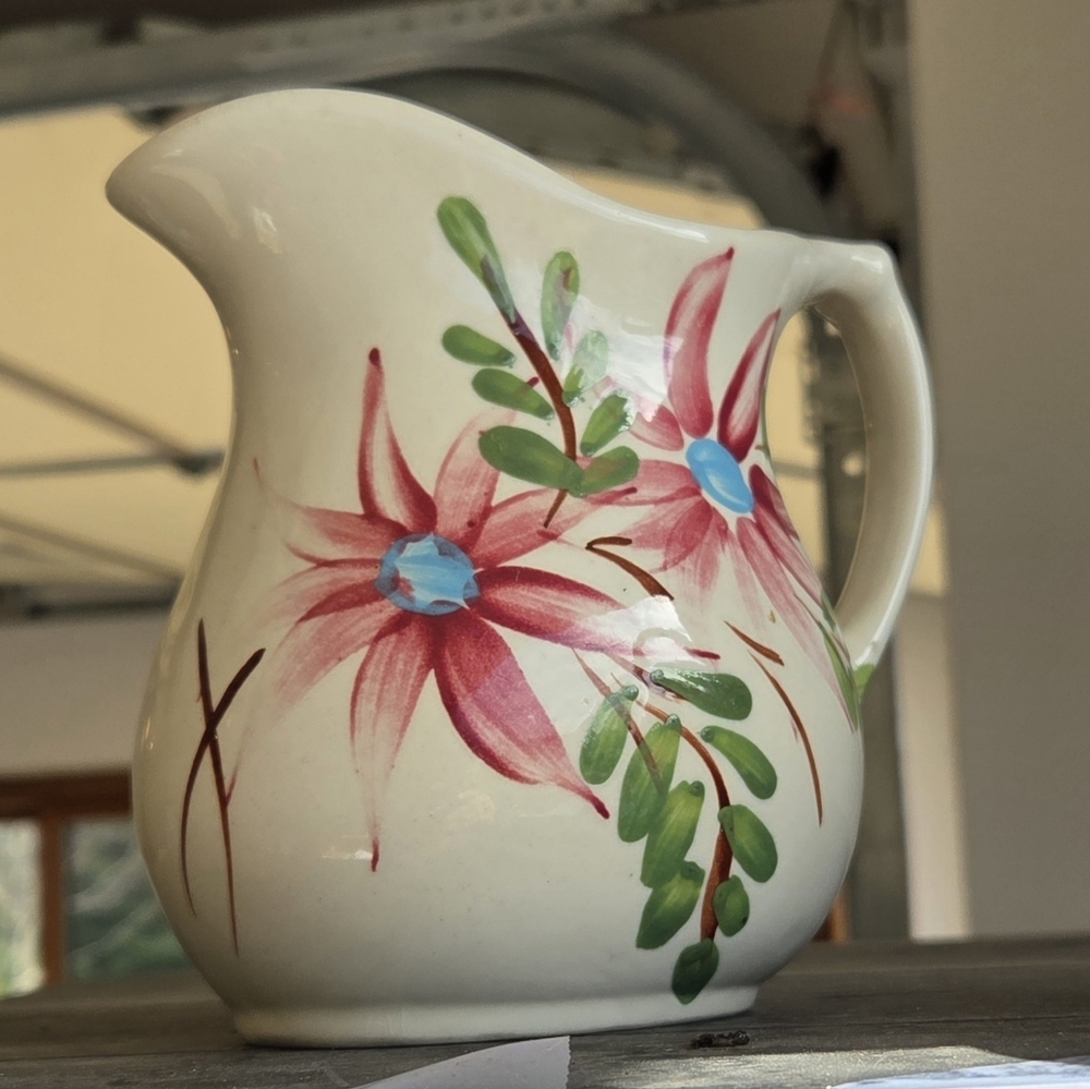 Vintage R.R.P. CO Roseville Ohio Pottery Pitcher #357-2 ..Hand Painted Floral...